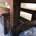 rustic wood kitchen table & bench