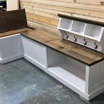 rustic hall bench with storage
