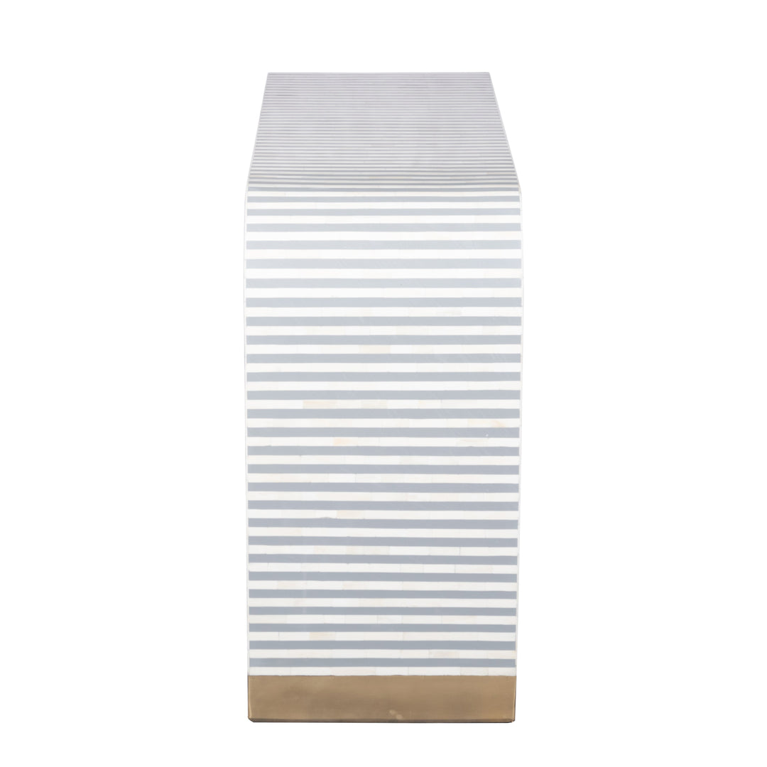 Bone Inlay Waterfall Hall Table or Side Table - Light Grey Lines - Abacus and Hunt LLC
