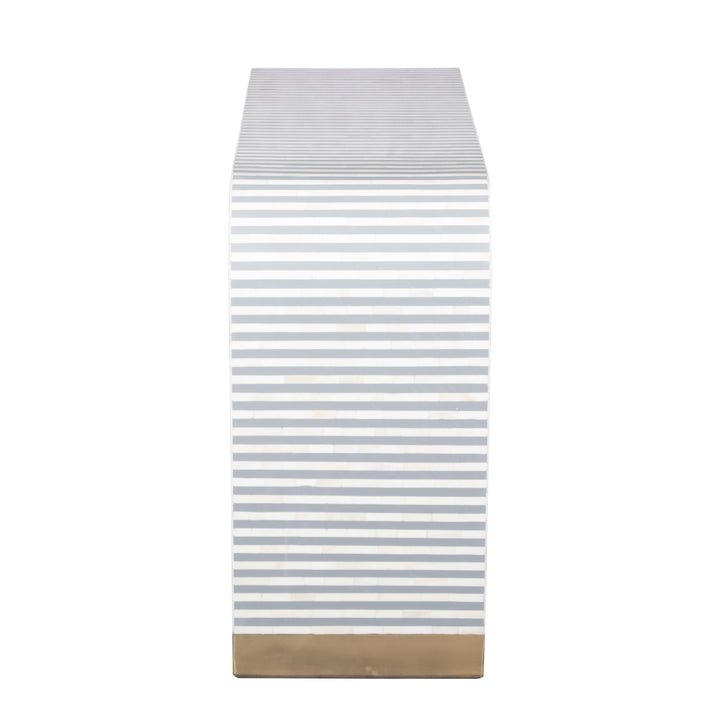 Bone Inlay Waterfall Hall Table or Side Table - Light Grey Lines - Abacus and Hunt LLC