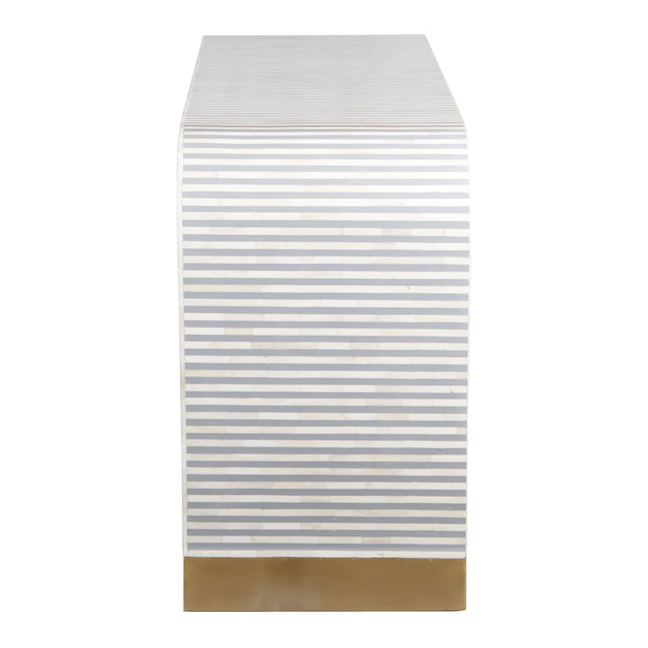 Bone Inlay Waterfall Buffet - Dark Grey Stripe - Abacus and Hunt LLC