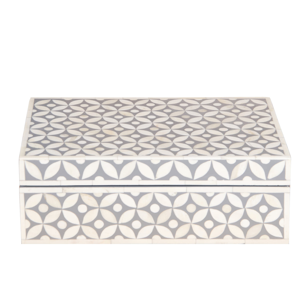 Bone Inlay Box Medium - Grey Geometric - Abacus and Hunt LLC