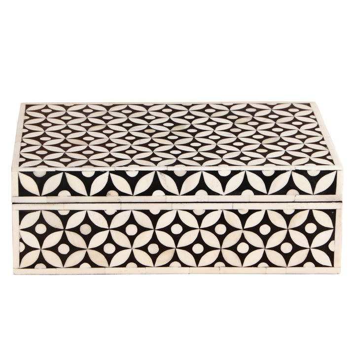 Bone Inlay Box Medium - Black Geometric - Abacus and Hunt LLC