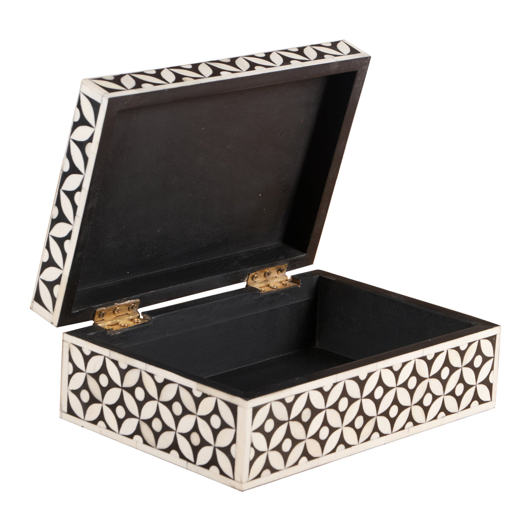 Bone Inlay Box Medium - Black Geometric - Abacus and Hunt LLC