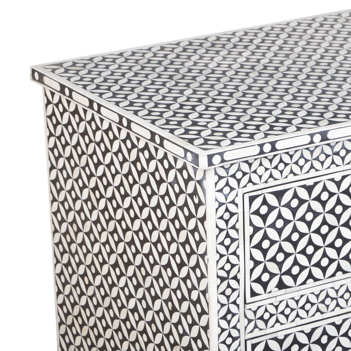 Bone Inlay 7 Drawer Dresser - Black Geometric